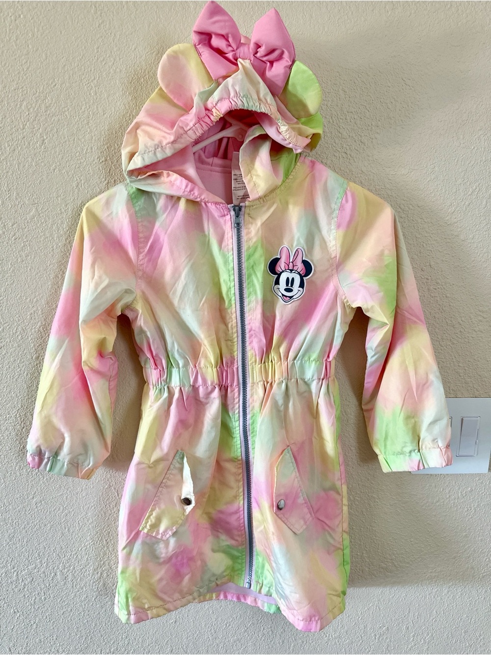 Girls Pink Tie-Dye Hooded Jacket with Logo Tag